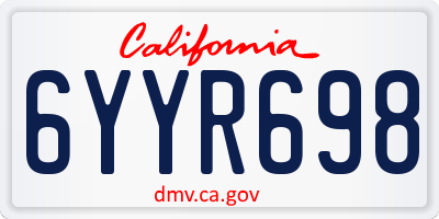 CA license plate 6YYR698