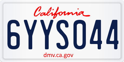 CA license plate 6YYS044