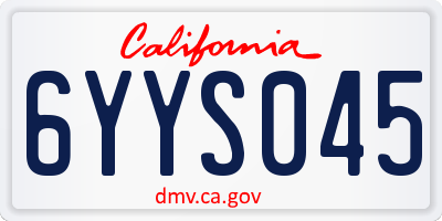 CA license plate 6YYS045