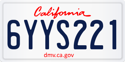 CA license plate 6YYS221