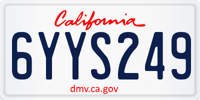 CA license plate 6YYS249