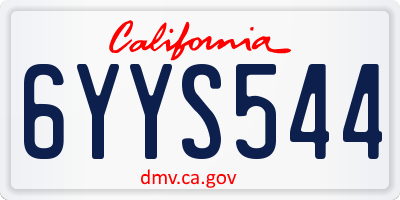 CA license plate 6YYS544