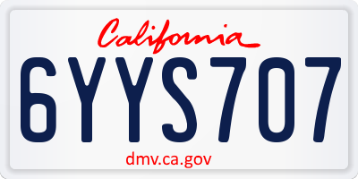 CA license plate 6YYS707