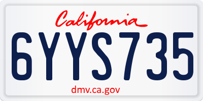 CA license plate 6YYS735