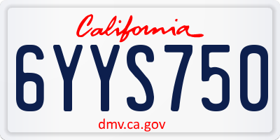 CA license plate 6YYS750