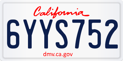 CA license plate 6YYS752