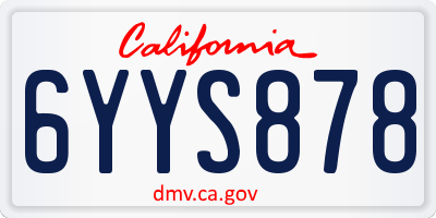 CA license plate 6YYS878