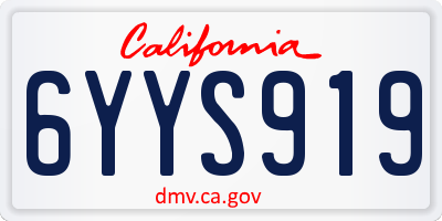 CA license plate 6YYS919
