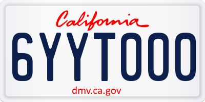 CA license plate 6YYT000