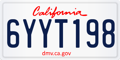 CA license plate 6YYT198