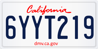CA license plate 6YYT219