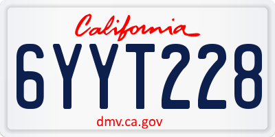 CA license plate 6YYT228