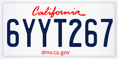 CA license plate 6YYT267