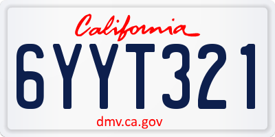 CA license plate 6YYT321