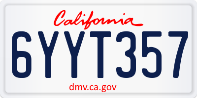CA license plate 6YYT357