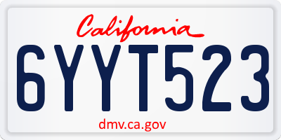 CA license plate 6YYT523