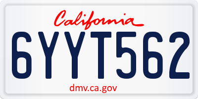 CA license plate 6YYT562