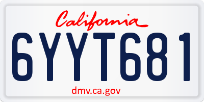 CA license plate 6YYT681