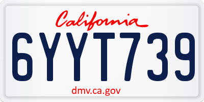 CA license plate 6YYT739