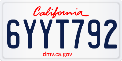 CA license plate 6YYT792