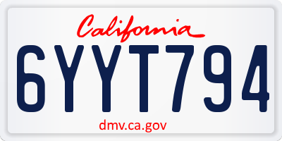 CA license plate 6YYT794