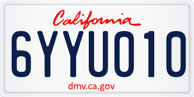 CA license plate 6YYU010