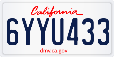CA license plate 6YYU433