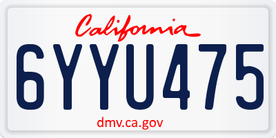 CA license plate 6YYU475