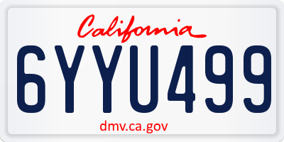 CA license plate 6YYU499