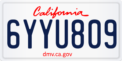 CA license plate 6YYU809