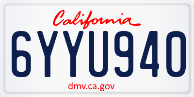 CA license plate 6YYU940