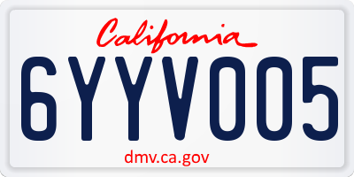 CA license plate 6YYV005