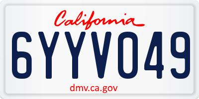 CA license plate 6YYV049