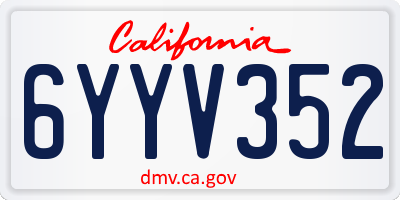 CA license plate 6YYV352