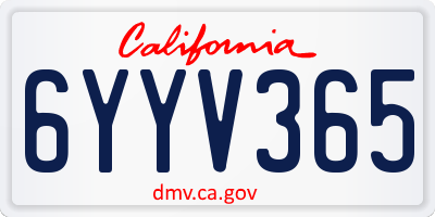 CA license plate 6YYV365