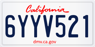 CA license plate 6YYV521