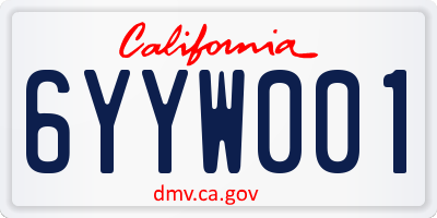 CA license plate 6YYW001
