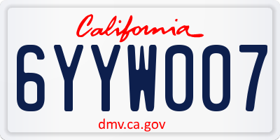 CA license plate 6YYW007