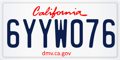 CA license plate 6YYW076