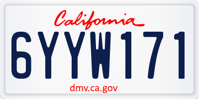 CA license plate 6YYW171