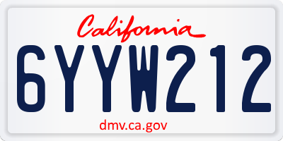 CA license plate 6YYW212