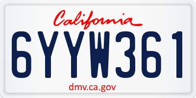 CA license plate 6YYW361