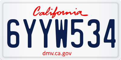 CA license plate 6YYW534