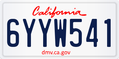 CA license plate 6YYW541