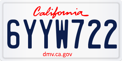 CA license plate 6YYW722