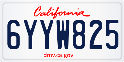 CA license plate 6YYW825
