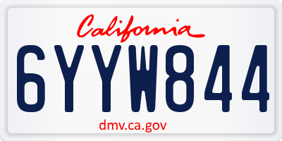 CA license plate 6YYW844