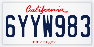 CA license plate 6YYW983