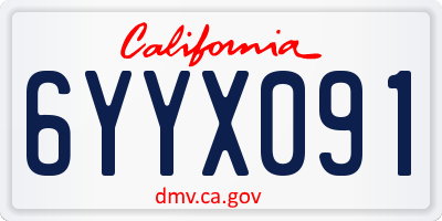 CA license plate 6YYX091