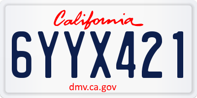 CA license plate 6YYX421